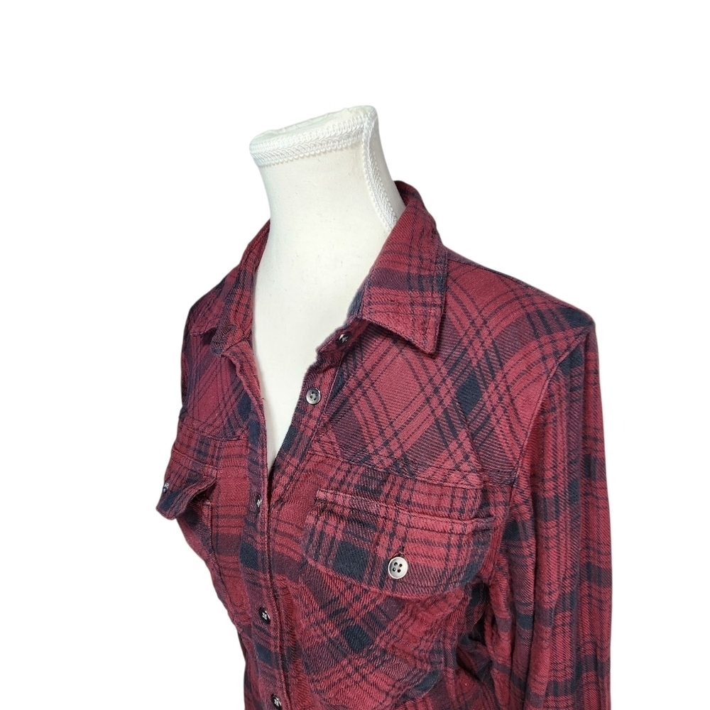 GAP Women's Plaid Flannel Shirt Dress Red Black Medium Long Sleeve - Picture 6 of 12